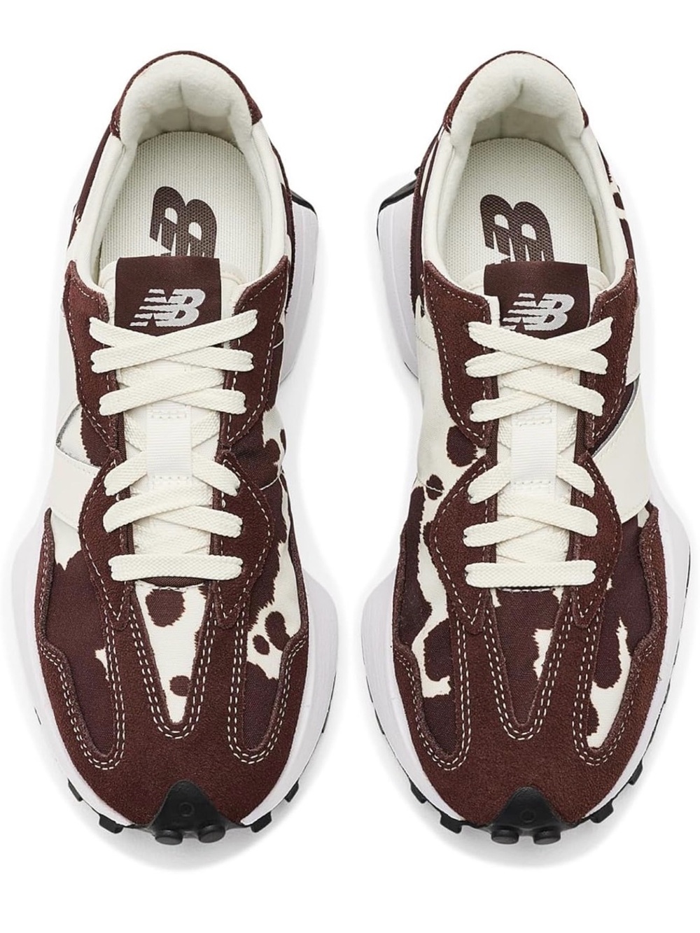 New Balance Brown & Cream Cowprint 327 Runner Sneakers Womens 9 - Picture 4 of 5
